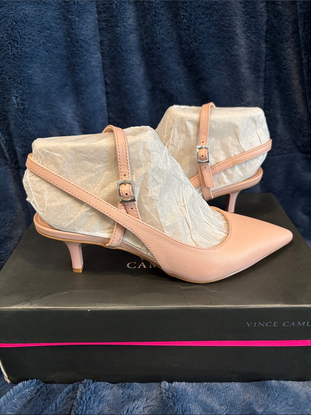 Vince Camuto Riccou Leather Slingback Heels Pale Peony 6M NWT